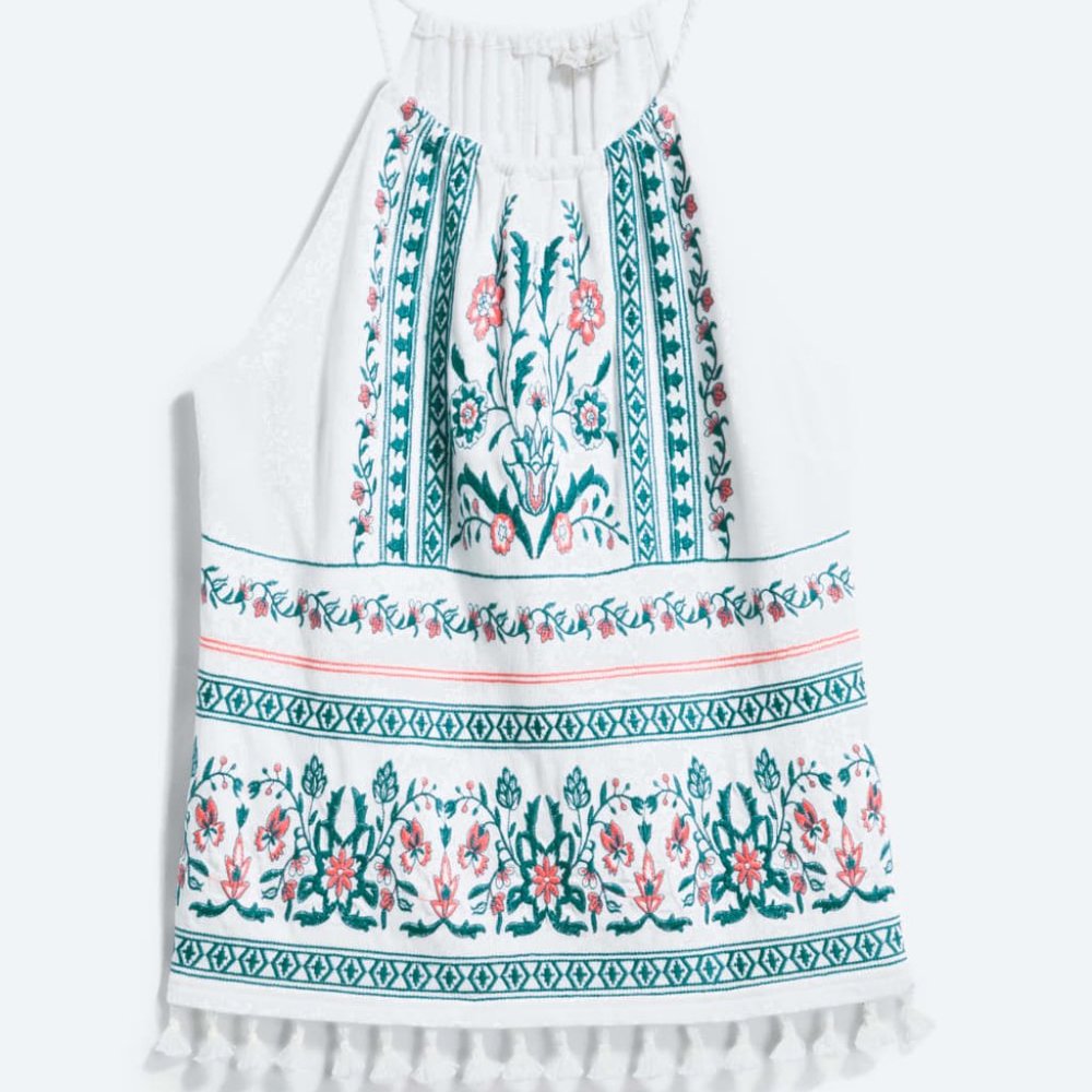 SKIES ARE BLUE Nutria Embroidered Top